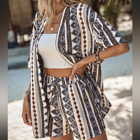 Geometric Patterned Open Cardigan - Picture 3 of 9